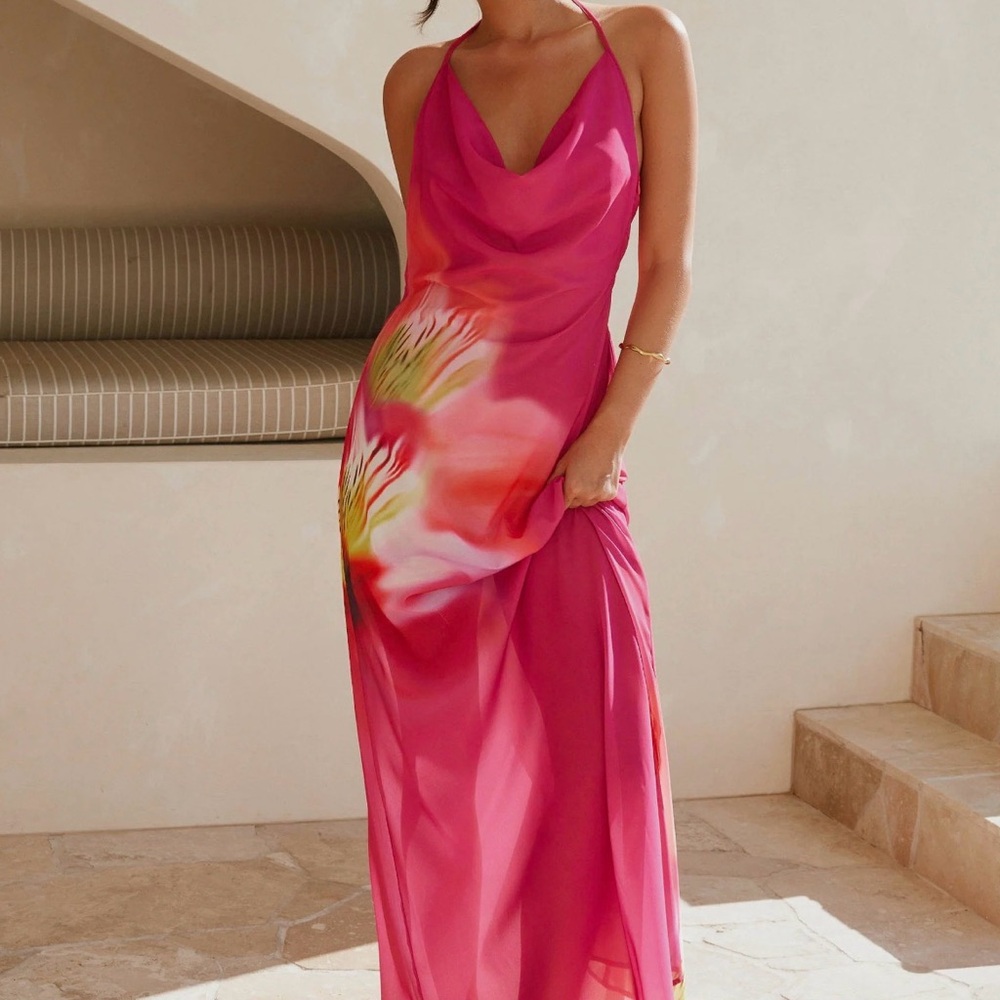 Pink Tropical Maxi Dress NWT!!
